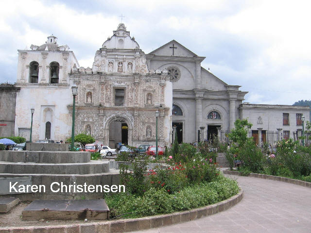 Catholic church of the Holy Spirit located in Quetzaltenango, Guatemala, with its baroque facade.